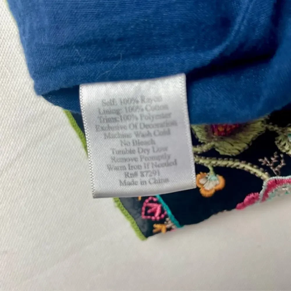 Johnny Was Embroidered Boho Mini Skirt Green Floral Festival Size S